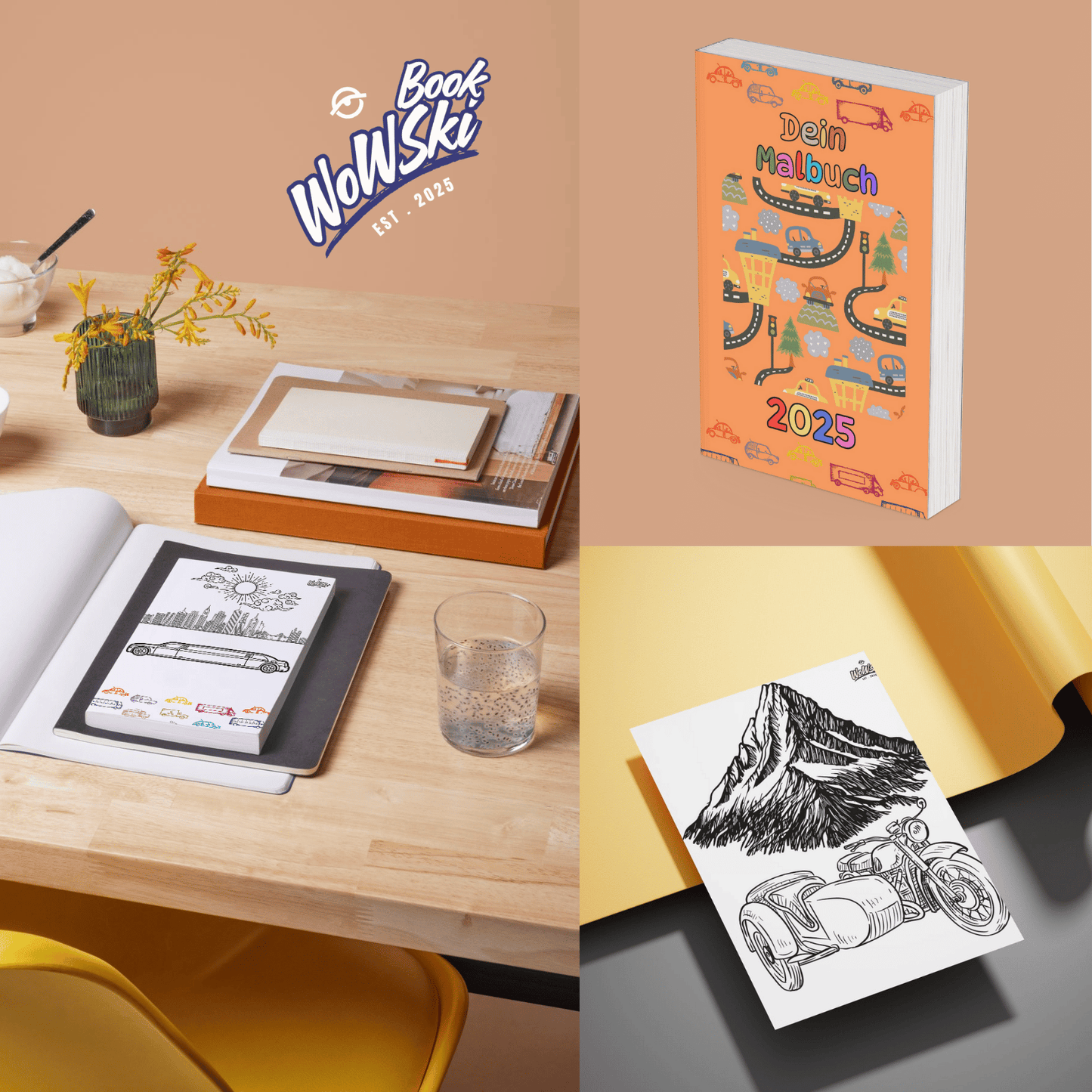 "Kindermalbuch Autos - Cover mit verschiedenen Fahrzeugen zum Ausmalen, geeignet für Kinder"