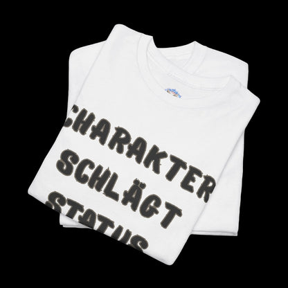 Herren T-Shirt mit lustigem Vater-Spruch "Charakter schlägt Status" - Premium Baumwolle