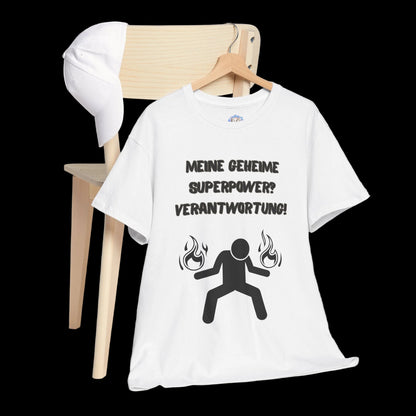  Fatherhood T-Shirt "Meine geheime Superpower? Verantwortung!" - Casual Streetwear für stolze Väter