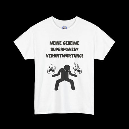 Fatherhood Statement T-Shirt mit Spruch "Meine geheime Superpower? Verantwortung!" - Vatertagsgeschenk