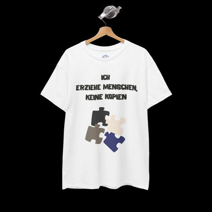 Herren T-Shirt mit lustigem Vater-Spruch "Ich erziehe Menschen und keine Kopien" - Premium Baumwolle