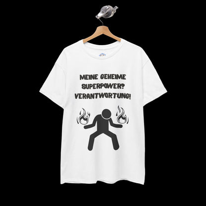 Herren T-Shirt mit lustigem Vater-Spruch "Meine geheime Superpower? Verantwortung!" - Premium Baumwolle